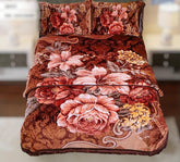4pcs Embossed Bed Cover Set Double Bed-Dk Brown-1663